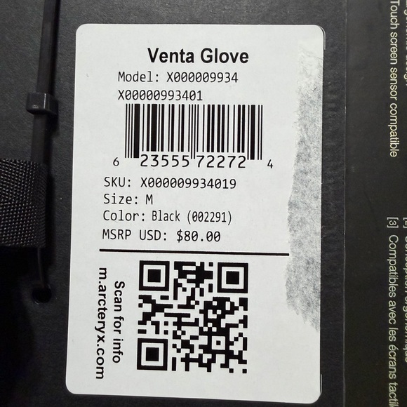 New Arc'teryx Venta Gore-Tex Gloves Black Men's Medium M $80 MSRP - Picture 3 of 3